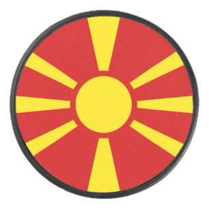 Nordmazedonien-Flagge Eishockey Puck
