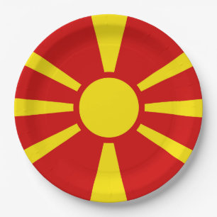 Nordmazedonien-Flagge Pappteller