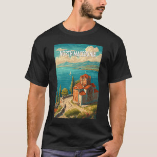 Nordmazedonien Illustration Reise Kunst Vintage T-Shirt