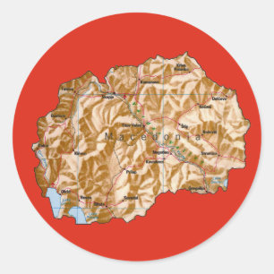 Nordmazedonien-Kartenaufkleber Runder Aufkleber
