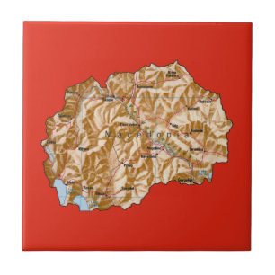 Nordmazedonien-Kartenkachel Fliese
