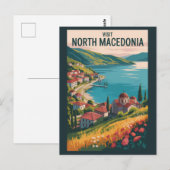 Nordmazedonien Skyline Illustration Reise Kunst Postkarte (Vorne/Hinten)