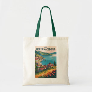 Nordmazedonien Skyline Illustration Reise Kunst Tragetasche