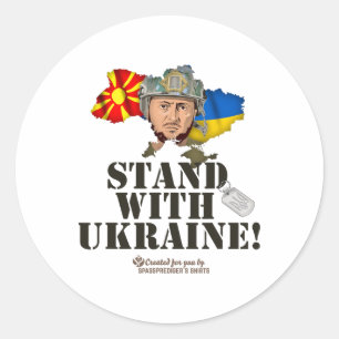Nordmazedonien steht mit Ukraine Zelensky Nord Runder Aufkleber