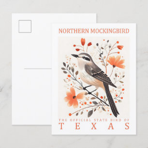 Nordmockingbird Bird of Texas Travel Postkarte