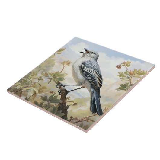 Nordmockingbird, Singvogel Fliese (Seite)