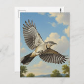 Nordmockingvogel auf Flug Postkarte (Vorne/Hinten)