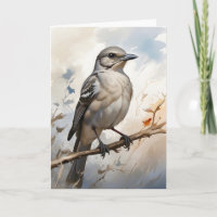 Nordmockingvogel, die auf der linken Seite des Bau