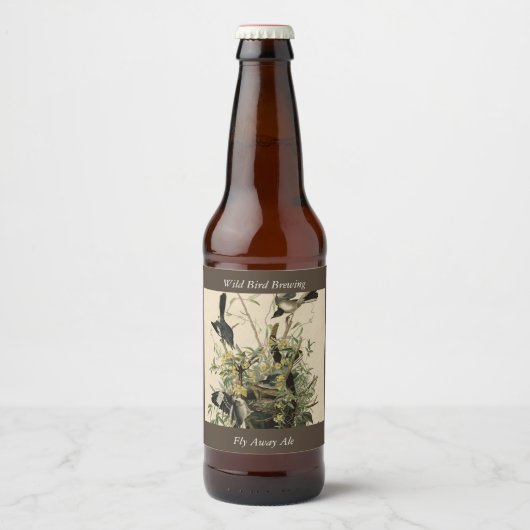 Nordmockvogel, Audubons Vögel in Amerika Bierflaschenetikett (Vorderseite)