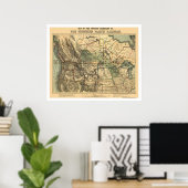 Nordpazifikbahn Karte 1871 Poster (Heimbüro)