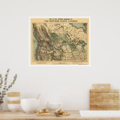 Nordpazifikbahn Karte 1871 Poster (Küche)