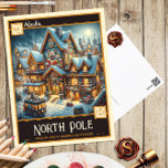 Nordpol, Alaska | Vintage Postkarte<br><div class="desc">Treten Sie ein in ein Winterwunderland mit unserer bezaubernden Vintagen Postkarte mit Nordpol, Alaska. Diese mit Nostalgie und Charme durchflutete Illustration zeigt den Zauber der legendären Stadt, in der das ganze Jahr über der Weihnachtsgeist lebt. Vom wahnsinnigen Charme des Santa's Workshops bis hin zur atemberaubenden Schönheit der Nordlichter, die über...</div>
