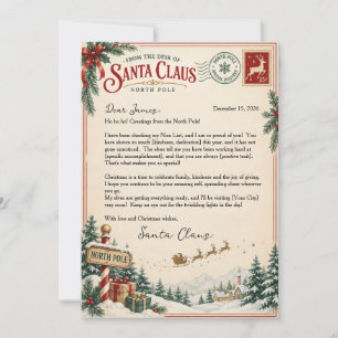 Nordpol-Brief von Santa Claus an Kinder Einladung