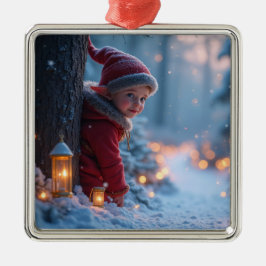 Nordpol-Elf im Winter Ornament Aus Metall