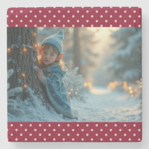 Nordpol-Elf im Winter Steinuntersetzer