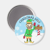 Nordpol Elf in Facemask 2020 Keepake Magnet (Vorderseite/Rückseite)