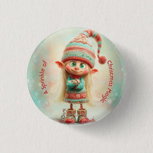 Nordpol-Elfen-Feier | Weihnachtszauber Button (Vorderseite)