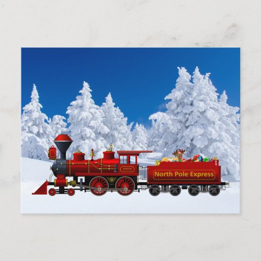 Nordpol-Express-Weihnachtszug Feiertagspostkarte (Vorderseite)