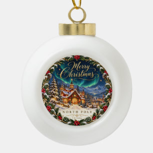 Nordpol Frohe Weihnachten Keramik-Christbaumkugel Keramik Kugel-Ornament