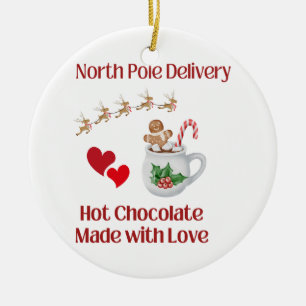 Nordpol-Lieferung Heiße Schokolade mit Liebe auf e Keramik Ornament
