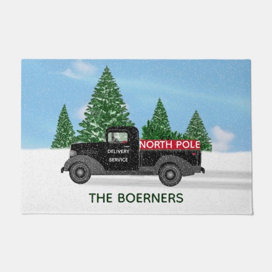 Nordpol Lieferung Vintager Lkw Weihnachten Fußmatte (Vorderseite)