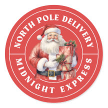Nordpol Lieferung Weihnachtsaufkleber rot