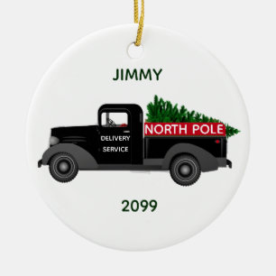 Nordpol Lieferwagen - Keramik Weihnachten Ornament