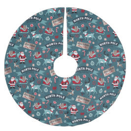 Nordpol-Magie - Weihnachtsspir und Reindeer Polyester Weihnachtsbaumdecke