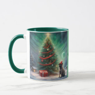 Nordpol-Mops an einem Weihnachtsbaum Tasse