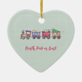 Nordpol oder Bust Choo Choo Zug - Custom Herz Keramik Ornament