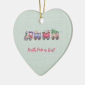Nordpol oder Bust Choo Choo Zug - Custom Herz Keramik Ornament (Links)