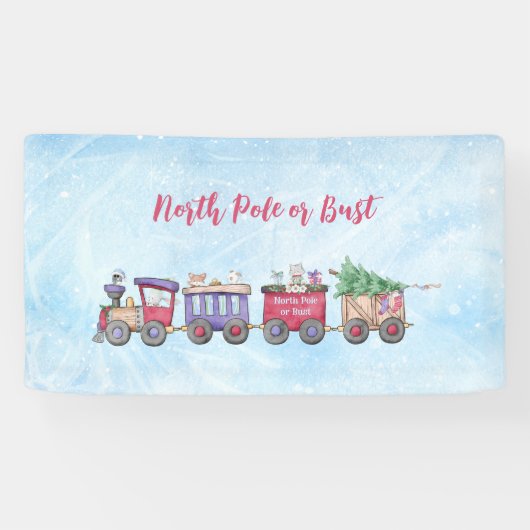 Nordpol oder Bust Christmas Locomotive Custom Banner (Horizontal)