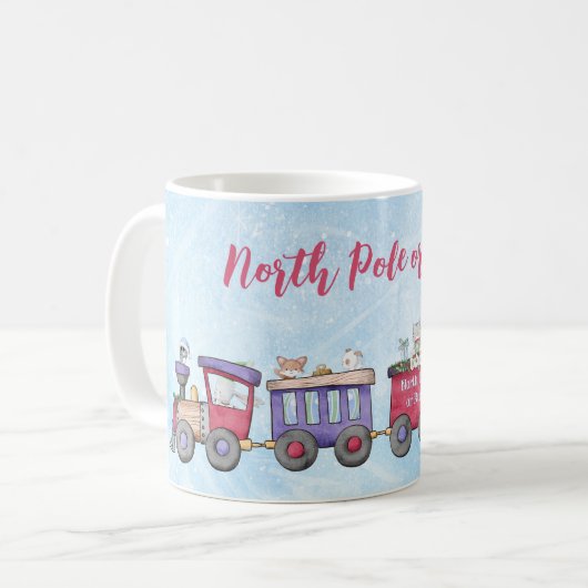 Nordpol oder Bust Christmas Locomotive Custom Kaffeetasse (Vorderseite Links)