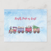 Nordpol oder Bust Christmas Locomotive Custom Postkarte (Vorderseite)
