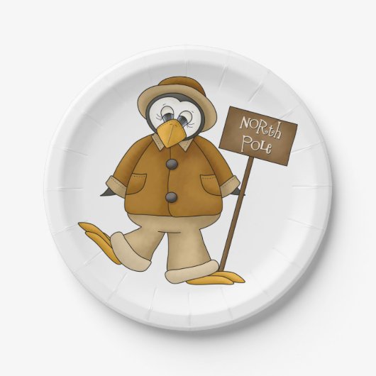 Nordpol-Pinguin Pappteller (Vorderseite)