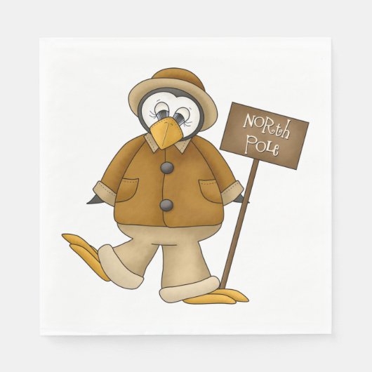 Nordpol-Pinguin Serviette (Vorderseite)