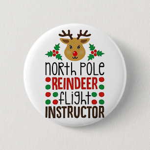Nordpol-Rentier-Fluglehrer Weihnachten  Button