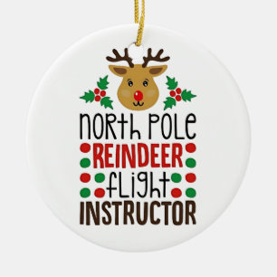 Nordpol-Rentier-Fluglehrer Weihnachten Keramik Ornament