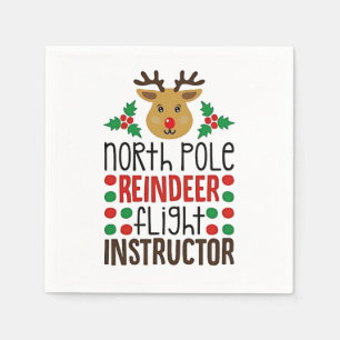 Nordpol-Rentier-Fluglehrer Weihnachten Serviette