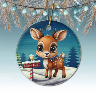 Nordpol-Rentier-Skurriler Charakter-Schmuck 🎄🦌 Keramik Ornament