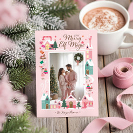 Nordpol-Rosa-Elfenwerkstatt-Santa-Foto Feiertagskarte