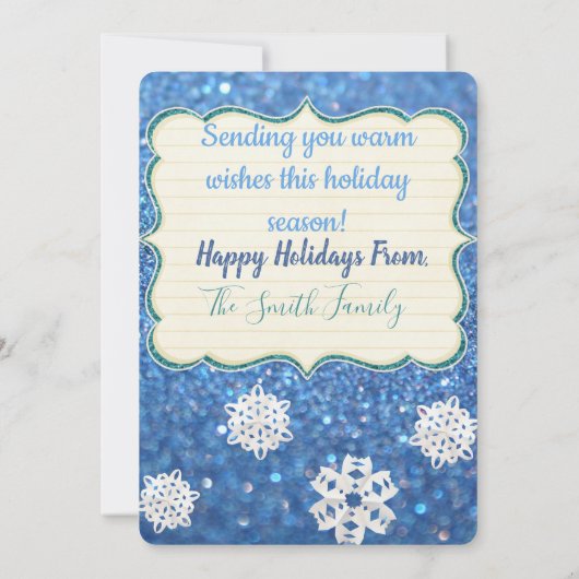 Nordpol Schneeglobe Feiertage Gruß Ankündigung (Rückseite)