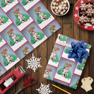 Nordpol Schneemann Drache Pinguin Weihnachten Geschenkpapier
