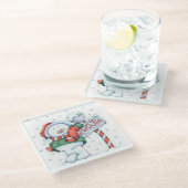 Nordpol-Schneemann Glasuntersetzer (Schrägansicht)