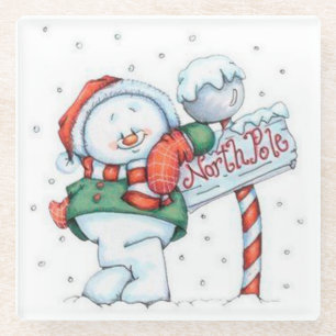 Nordpol-Schneemann Glasuntersetzer