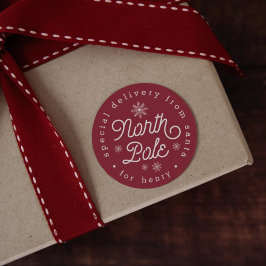 Nordpol Sonderlieferung Personalisiert Weihnachten Runder Aufkleber