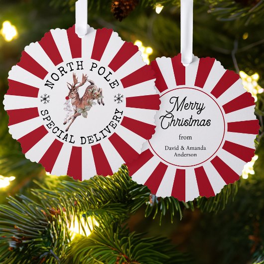 Nordpol Sonderlieferung Rudolph Weihnachten Ornament Karte