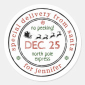 Nordpol Sonderlieferung Weihnachtsgeschenk Runder Aufkleber (Vorderseite)