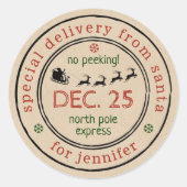 Nordpol Sonderlieferung Weihnachtsgeschenk Runder Aufkleber (Vorderseite)