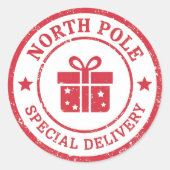 Nordpol-Sondersendung Vintage-Weihnachtsgeschenk Runder Aufkleber (Vorderseite)
